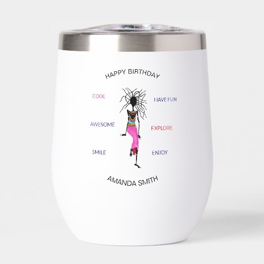 Verjaardag, Afrikaanse vrouw krijger dans (Voorkant)