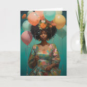 Verjaardag Afro-Amerikaanse Vrouwen Ballonnen Kaart (Voorkant)