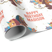 Verjaardag Afro-Eenhoorn Meisje Cadeaupapier (Rol Hoek)