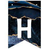 Verjaardag Agaat Marine Blauw Goud Marmer Bunting Vlaggetjes (Tweede vlag)