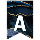 Verjaardag Agaat Marine Blauw Goud Marmer Bunting Vlaggetjes (Derde vlag)