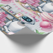 Verjaardag Ai Robot Roze Glitter Ballonnen Cadeaupapier (Hoek)