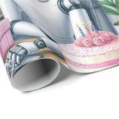 Verjaardag Ai Robot Roze Glitter Ballonnen Cadeaupapier (Rol Hoek)