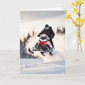 Verjaardag Airborne Sneeuwscooter Kaart (Gele Bloem)