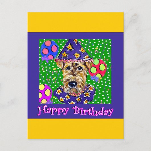 Verjaardag Airedale Briefkaart (Voorkant)