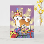 Verjaardag Akita Inu / Shiba Inu Kaart (Gele Bloem)