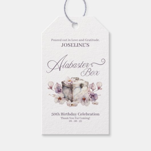 Verjaardag Alabaster Box Cadeaulabel (Voorkant)