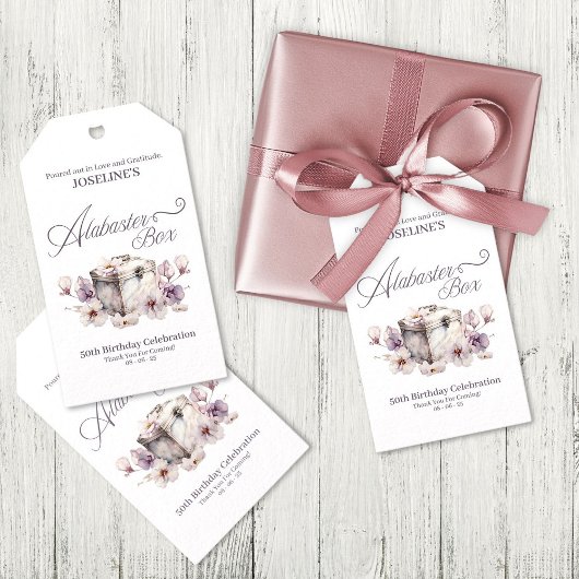 Verjaardag Alabaster Box Cadeaulabel