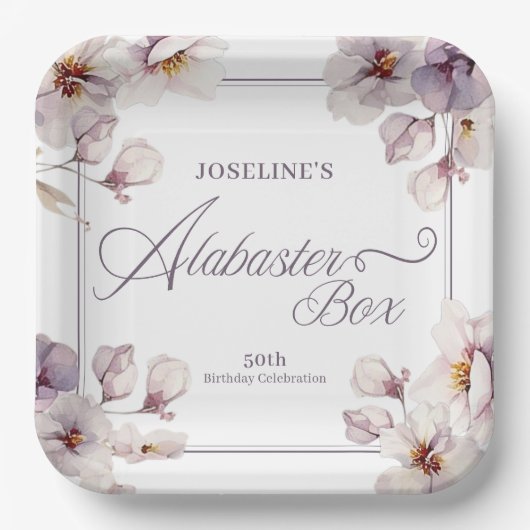 Verjaardag Alabaster Box Papieren Bordje (Voorkant)