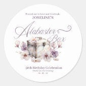 Verjaardag Alabaster Box Ronde Sticker (Voorkant)
