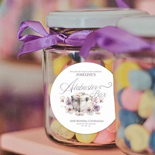Verjaardag Alabaster Box Ronde Sticker