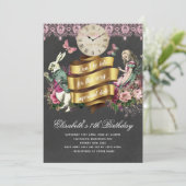 Verjaardag Alice in Wonderland Chalkboard Kaart (Staand voorkant)