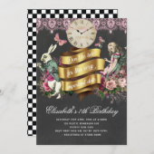 Verjaardag Alice in Wonderland Chalkboard Kaart (Voorkant / Achterkant)