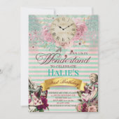 Verjaardag Alice in Wonderland Chalkboard Kaart (Voorkant)