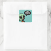 Verjaardag Alien Vierkante Sticker (Tas)