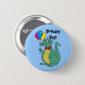 Verjaardag Alligator Ballon Knop Ronde Button 5,7 Cm (Voorkant /achterkant)