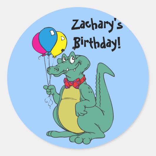 Verjaardag Alligator Ballon Sticker (Voorkant)