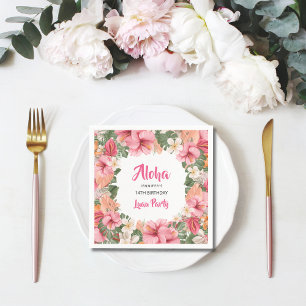 Verjaardag Aloha Tropical Hibiscus Luau Paper Servet