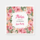 Verjaardag Aloha Tropische Hibiscus Luau Papier Servet (Voorkant)
