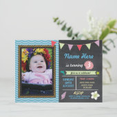 Verjaardag Aloha Zee Dolfijn Star Fotofeest Uitnod Kaart (Staand voorkant)