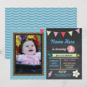 Verjaardag Aloha Zee Dolfijn Star Fotofeest Uitnod Kaart (Voorkant / Achterkant)