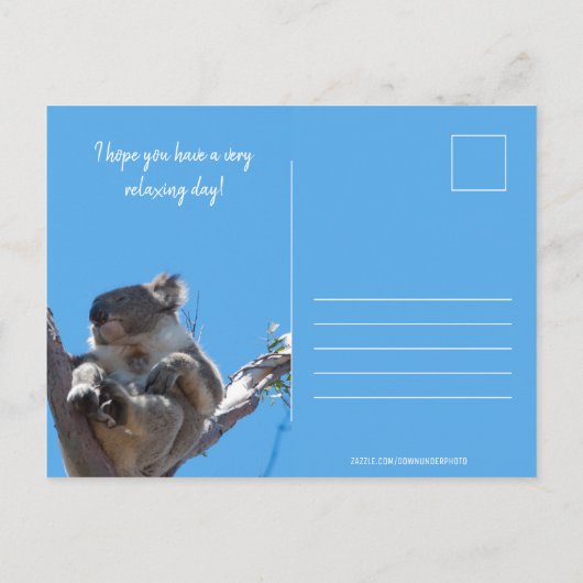 Verjaardag als een Koala, Grappige Blauwe Ansichtk Briefkaart (Achterkant)