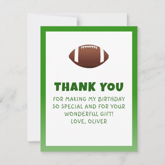 Verjaardag American Football  Bedankkaart (Voorkant)