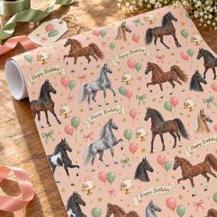 Verjaardag American Saddlebred Paarden Patroon Cadeaupapier
