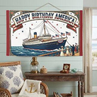 Verjaardag Amerika Familie Cruise Patriottisch   Spandoek