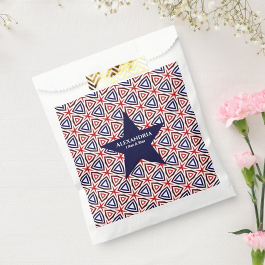 Verjaardag Amerikaans Rood Wit Blauw Patroon Custo Bedankzakje (Gezegeld)