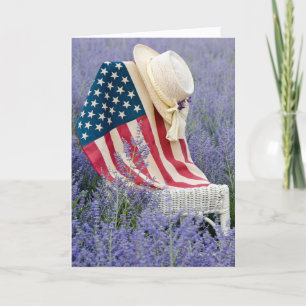 Verjaardag Amerikaanse vlag en hoed Kaart