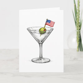 Verjaardag Amerikaanse vlag in een Martini cocktai Kaart