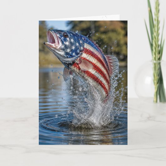 Verjaardag Amerikaanse Vlag Vis Kaart (Voorkant)
