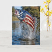 Verjaardag Amerikaanse Vlag Vis Kaart (Gele Bloem)