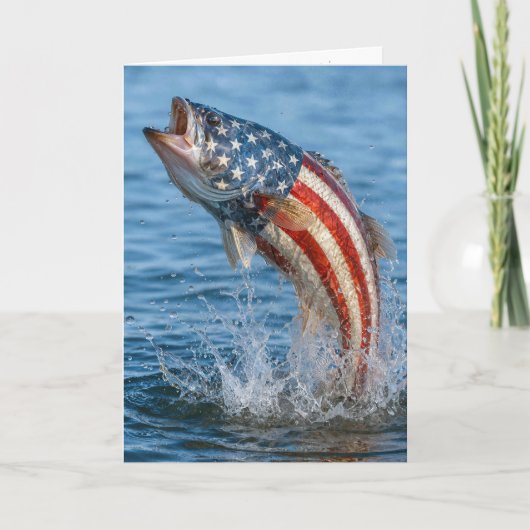 Verjaardag Amerikaanse Vlag Vis Kaart (Voorkant)