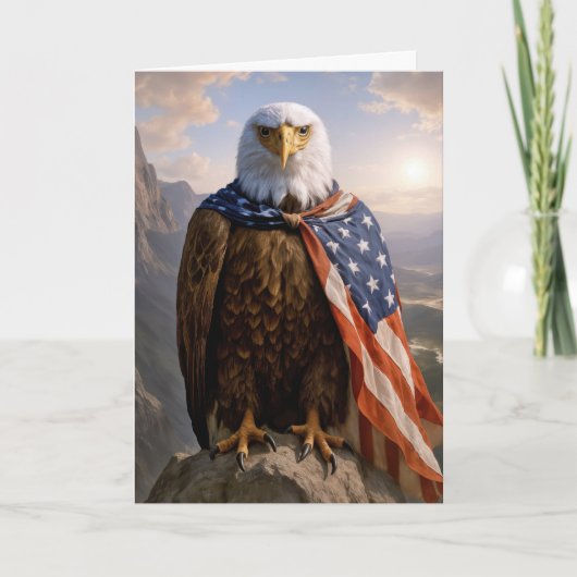Verjaardag Amerikaanse Zeearend Met Amerikaanse Vl Kaart (Voorkant)