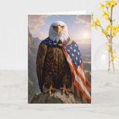 Verjaardag Amerikaanse Zeearend Met Amerikaanse Vl Kaart (Gele Bloem)