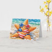 Verjaardag Amerikaanse Zeester met Vlaggen Bikini Kaart (Gele Bloem)