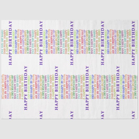 Verjaardag Anagrammen tissuepapier (Voorkant)