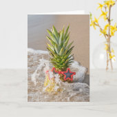 Verjaardag ananas met ster zonnebril in Wave Kaart (Gele Bloem)