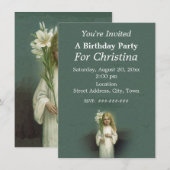 Verjaardag Angelic Victoriaans Blond Meisje Witte  Kaart (Voorkant / Achterkant)