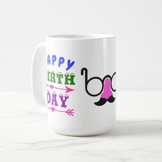 Verjaardag April Fool's Day Mustache Bril 15 OZ Koffiemok (Voorkant links)