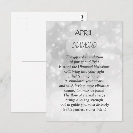 Verjaardag april Geboortesteen Diamant Briefkaart (Voorkant / Achterkant)