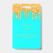 Verjaardag aqua goud glitters drijft monogram vip badge (Achterkant)