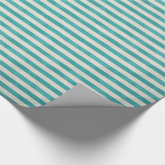 Verjaardag Aqua Stripes Cadeaupapier (Hoek)