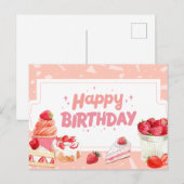 Verjaardag Aquarel Aardbei Fruit Cakes Briefkaart (Voorkant / Achterkant)