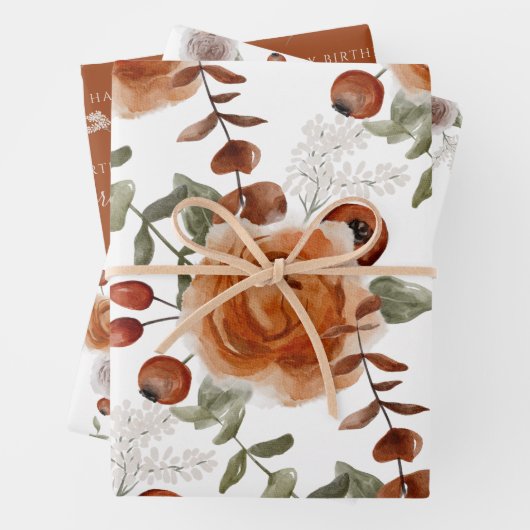 Verjaardag Aquarel Bloem Verpakkingsvellen Inpakpapier Vel (In situ)