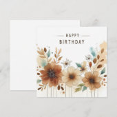 verjaardag aquarel bloemen kaart (Voorkant / Achterkant)