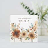 verjaardag aquarel bloemen kaart (Staand voorkant)
