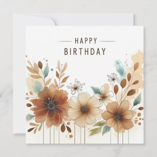 verjaardag aquarel bloemen kaart (Voorkant)